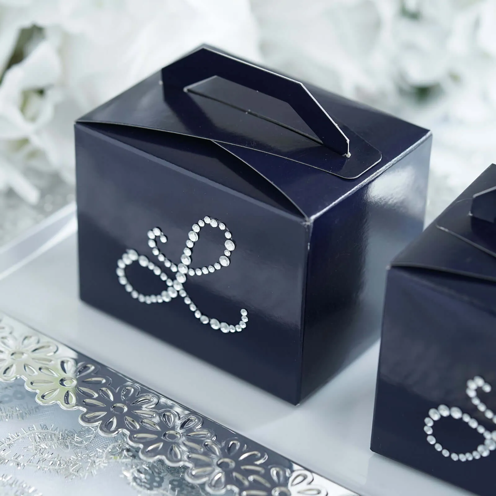 100 Pack Personalized Diamond Monogram Tote Wedding Favor Gift Boxes