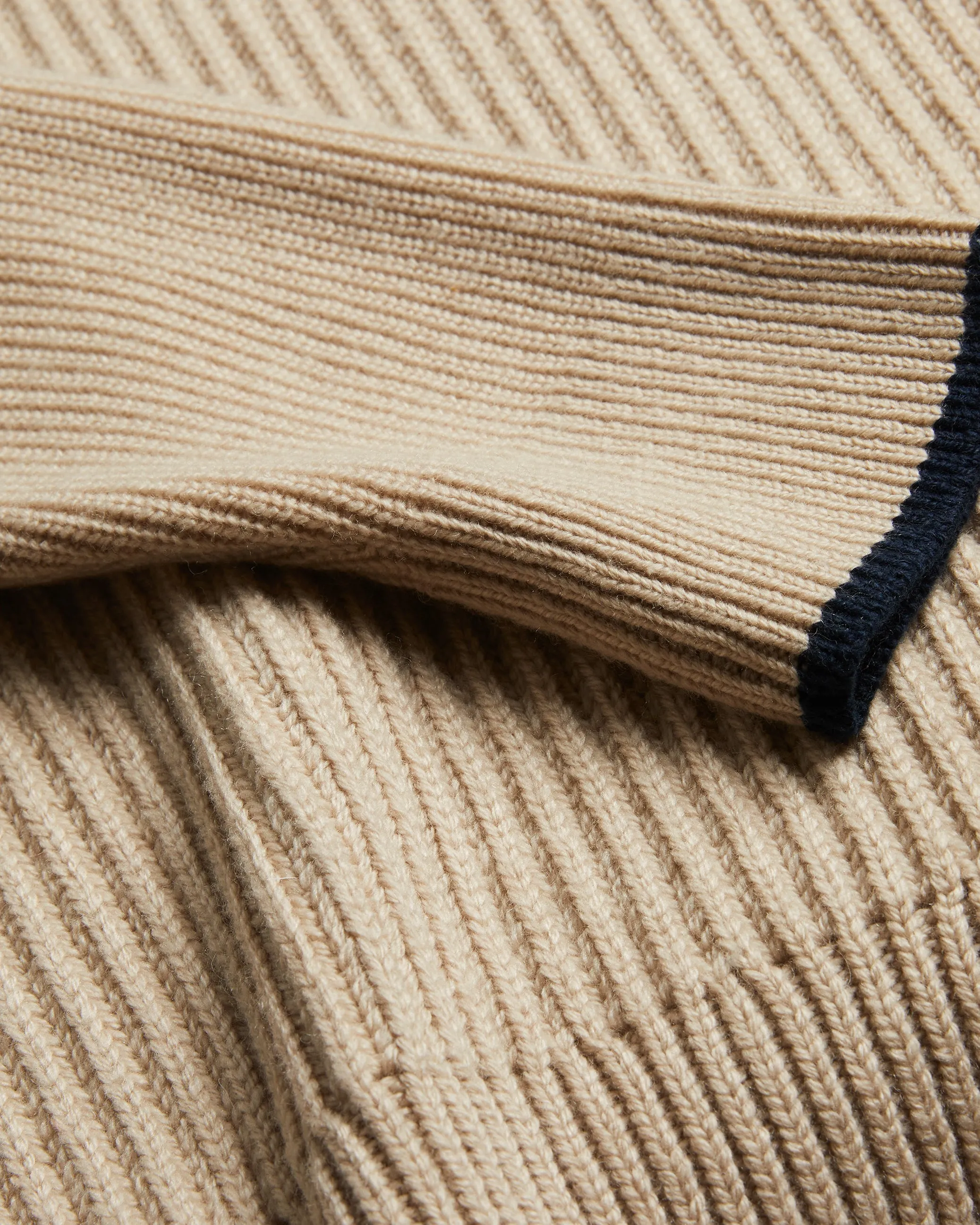 Ademy Ribbed Knit Polo Neck Jumper Taupe