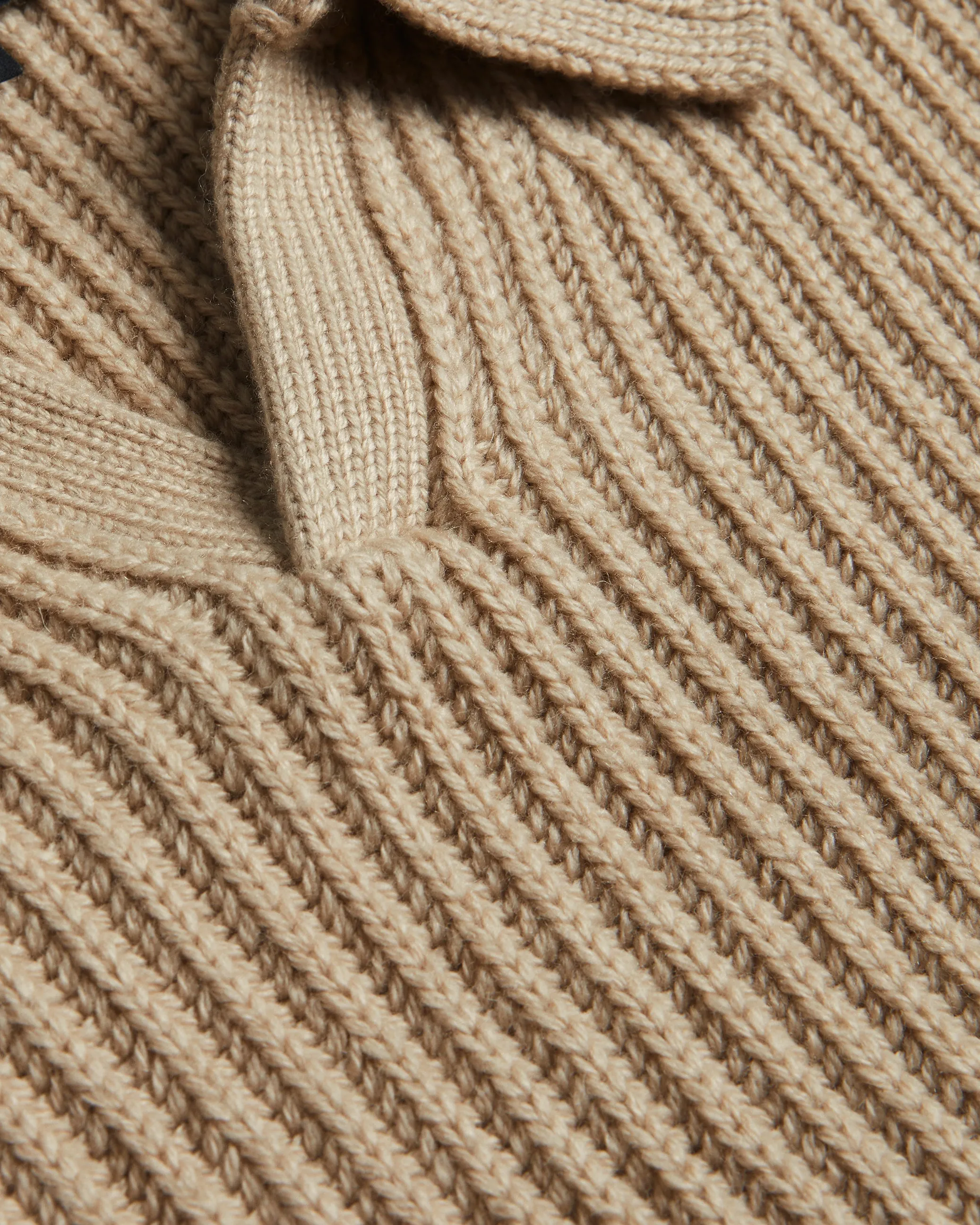 Ademy Ribbed Knit Polo Neck Jumper Taupe