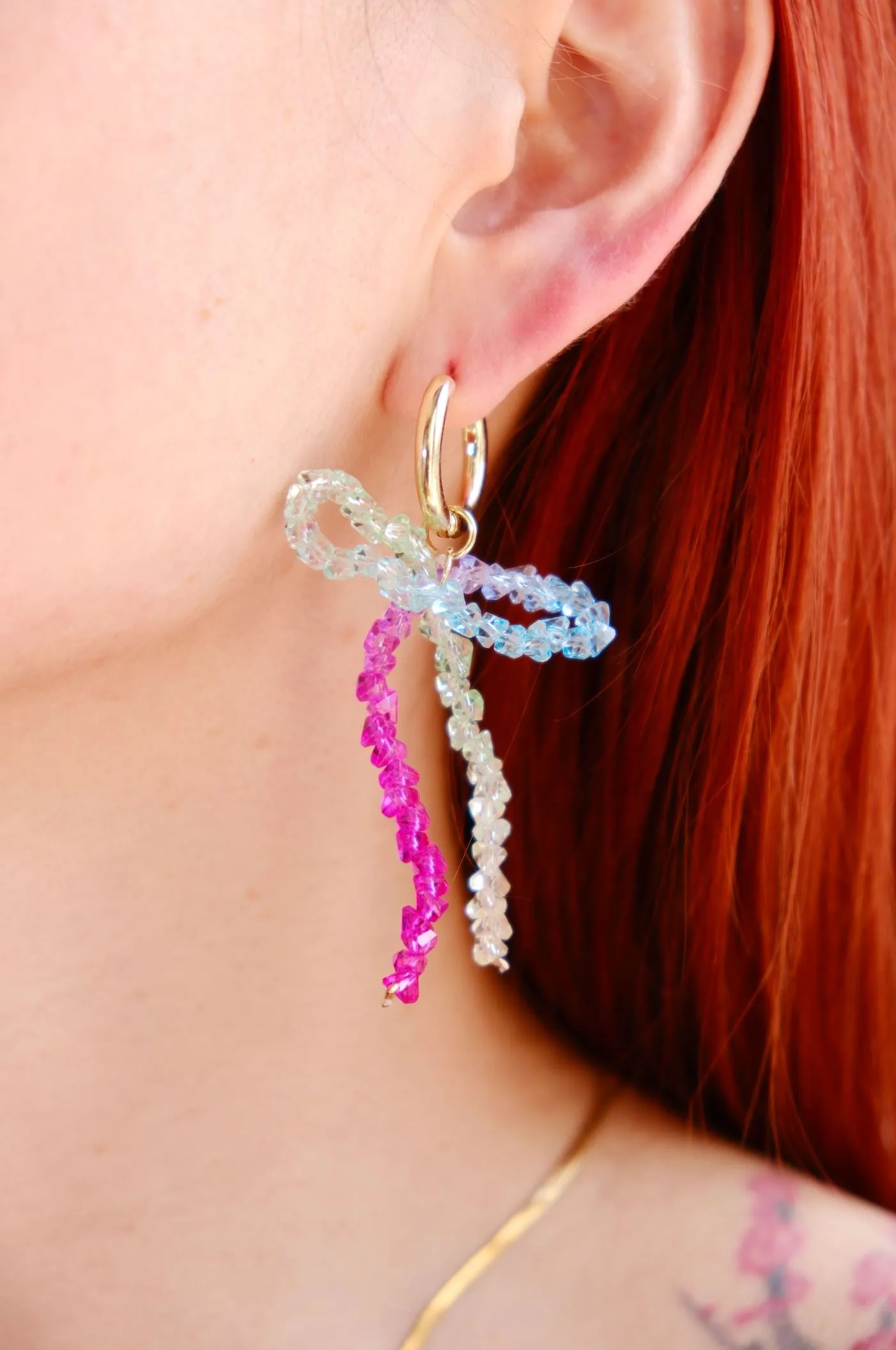 Birthday Bow Charm Dangle Earrings