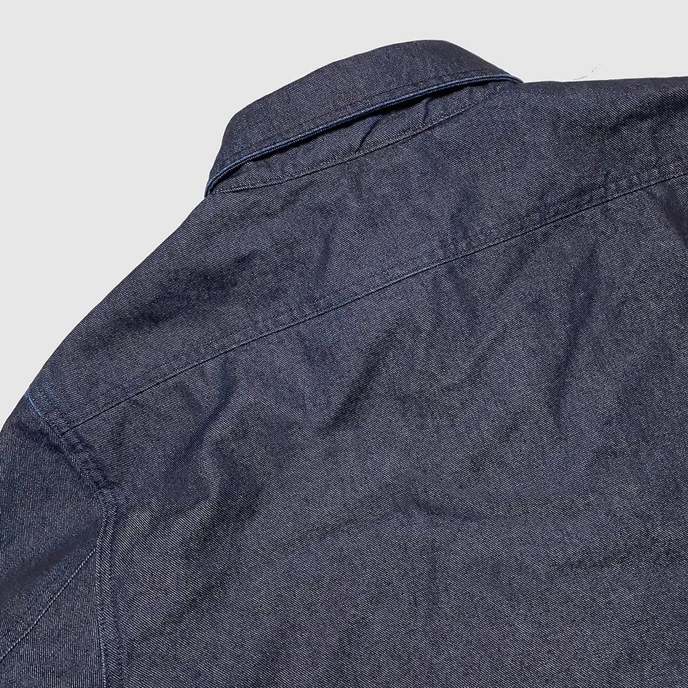BZEN M.3031 LARRY-I REGULAR FIT MULTI POCKET WOOL BLEND PLAID LINED DENIM SHIRT JACKET-11.5OZ-E1 INDIGO