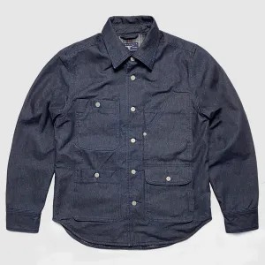 BZEN M.3031 LARRY-I REGULAR FIT MULTI POCKET WOOL BLEND PLAID LINED DENIM SHIRT JACKET-11.5OZ-E1 INDIGO
