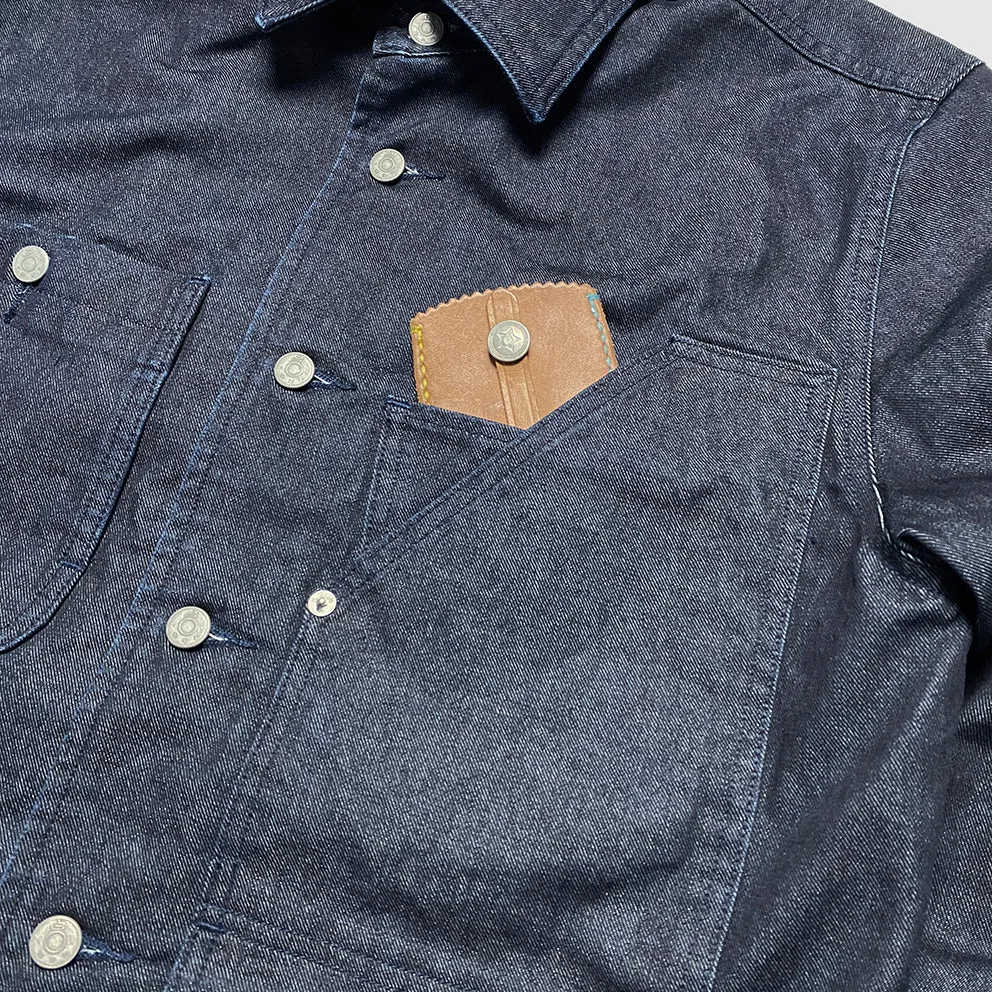 BZEN M.3031 LARRY-I REGULAR FIT MULTI POCKET WOOL BLEND PLAID LINED DENIM SHIRT JACKET-11.5OZ-E1 INDIGO
