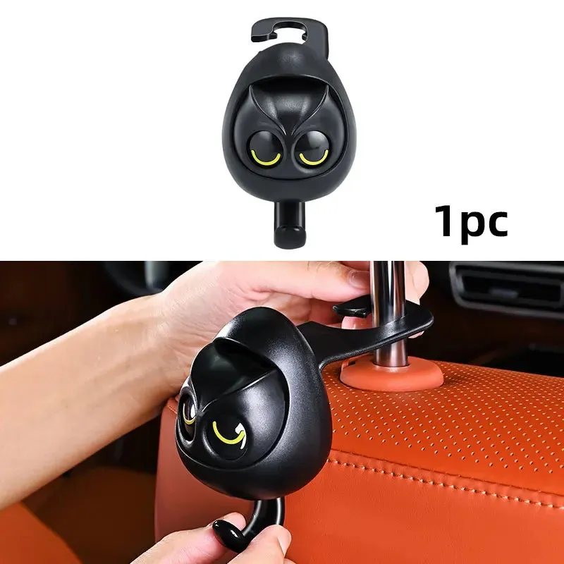 Cartoon Owl Car Seat Back Hook Large Load-Bearing Can Open / Close Eyes Universal Headrest Holder