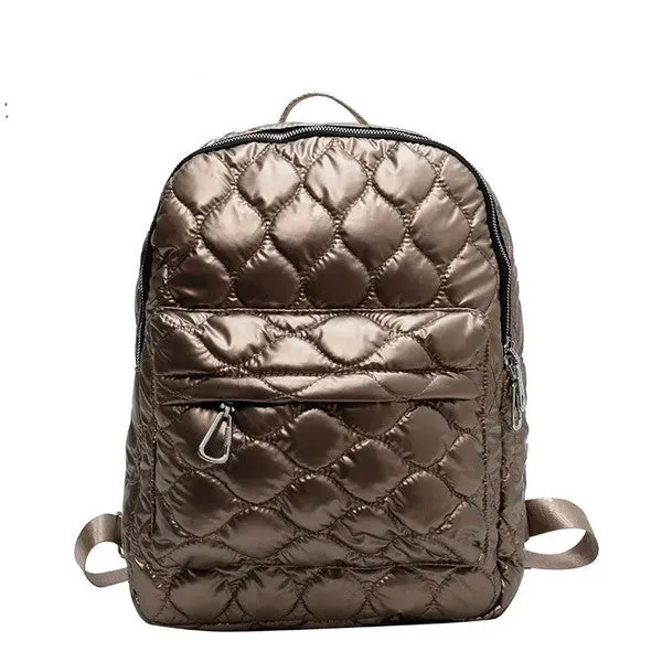 Chic Stylish Fashion Metallic Puffer Backpack