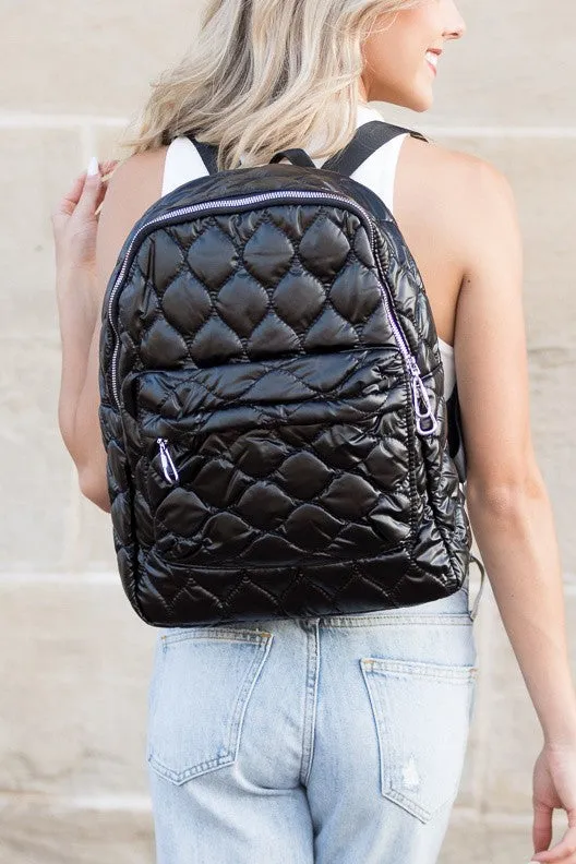 Chic Stylish Fashion Metallic Puffer Backpack