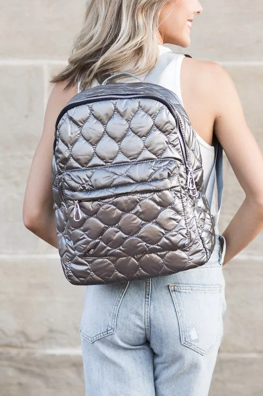 Chic Stylish Fashion Metallic Puffer Backpack