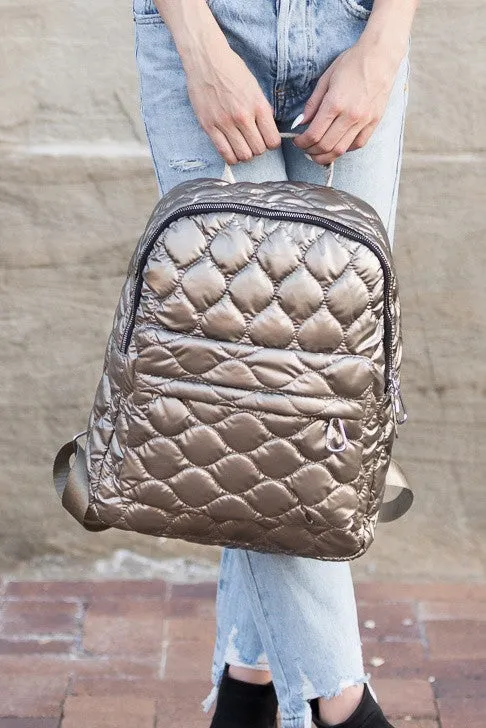 Chic Stylish Fashion Metallic Puffer Backpack