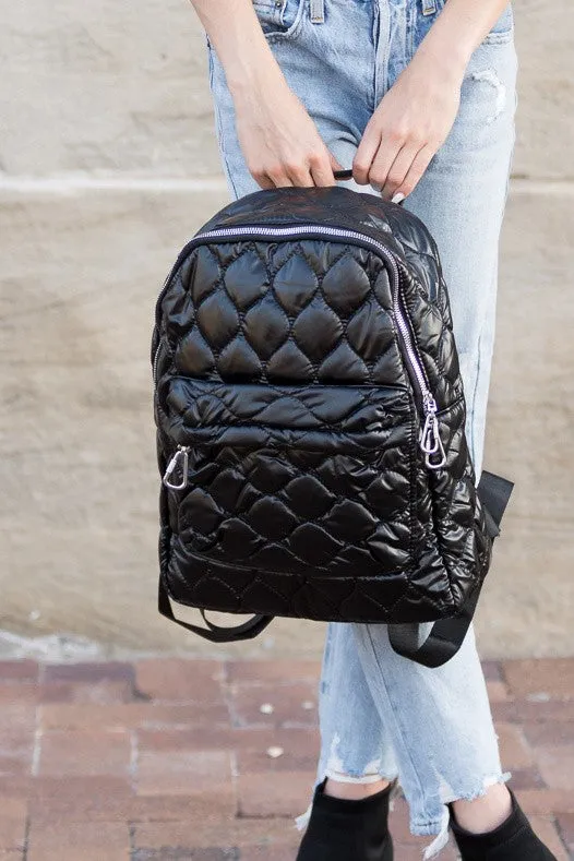 Chic Stylish Fashion Metallic Puffer Backpack
