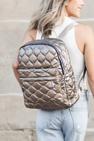 Chic Stylish Fashion Metallic Puffer Backpack