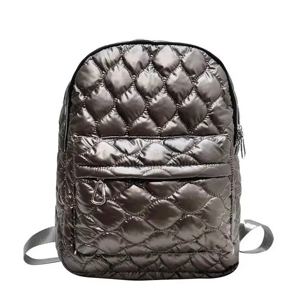 Chic Stylish Fashion Metallic Puffer Backpack