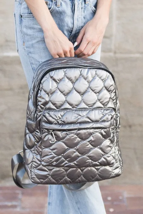 Chic Stylish Fashion Metallic Puffer Backpack