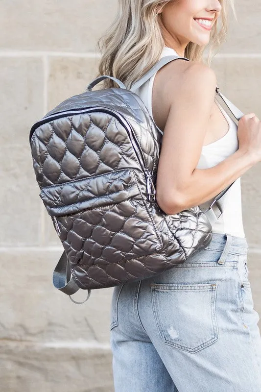 Chic Stylish Fashion Metallic Puffer Backpack