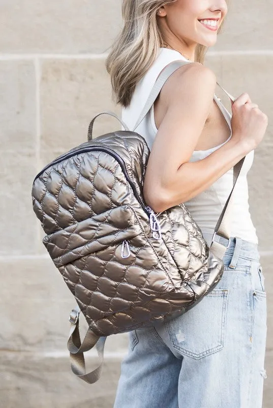 Chic Stylish Fashion Metallic Puffer Backpack
