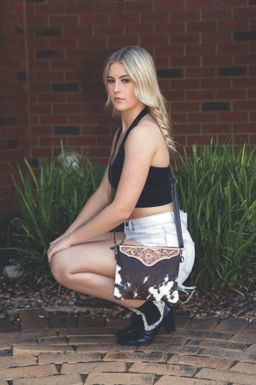 Costa Rica Cowhide Clutch Bag with Tooling