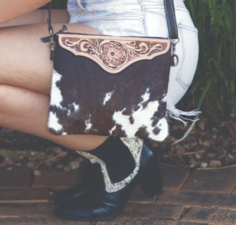Costa Rica Cowhide Clutch Bag with Tooling