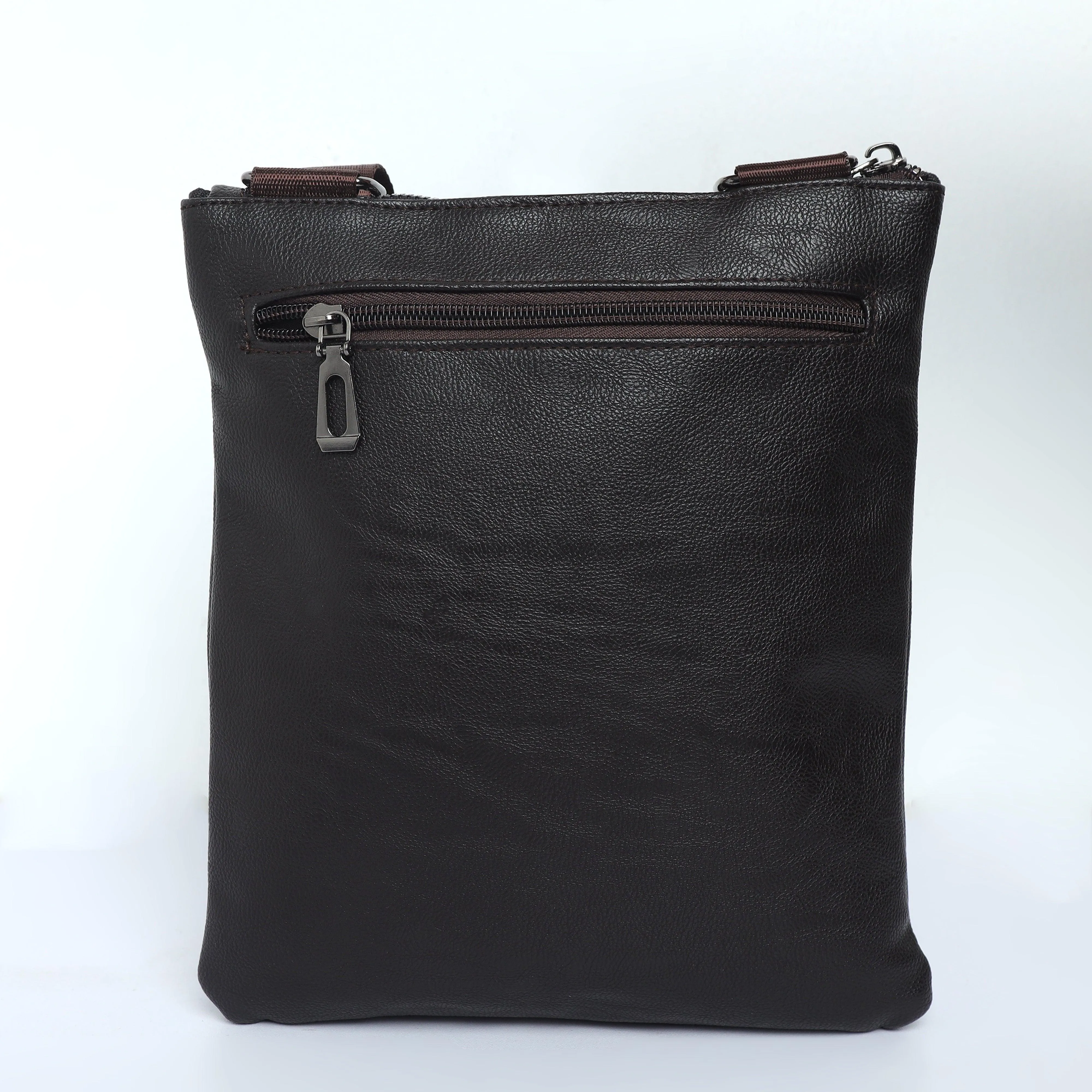 Cross Body Leather Messenger Bag - Brown