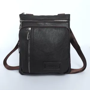 Cross Body Leather Messenger Bag - Brown