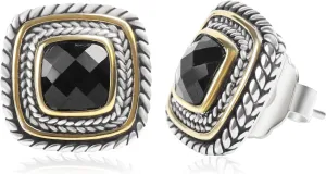 Designer Inspired Two Toned Cable Cubic Zirconia Earrings Studs for Women Trendy Gift