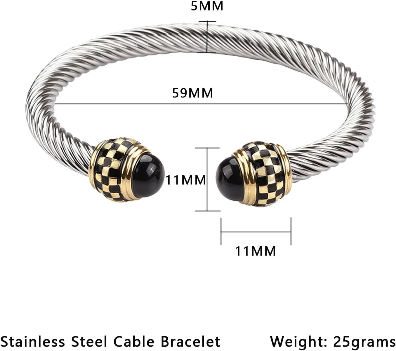 Designer Twisted Cable Bracelets | Stainless Steel Two Toned Cable Cuff Bracelets Bangles for Women Gift