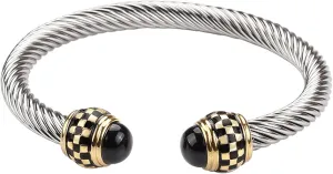 Designer Twisted Cable Bracelets | Stainless Steel Two Toned Cable Cuff Bracelets Bangles for Women Gift