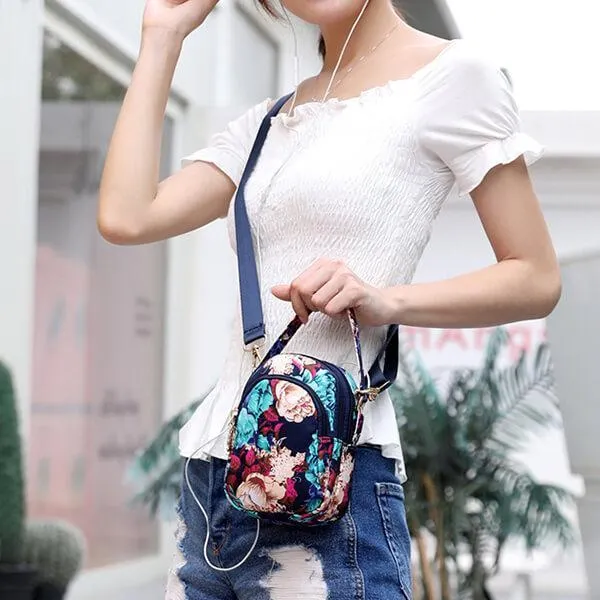 Floral Multi-pocket Crossbody Phone Bag