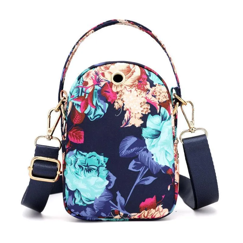 Floral Multi-pocket Crossbody Phone Bag