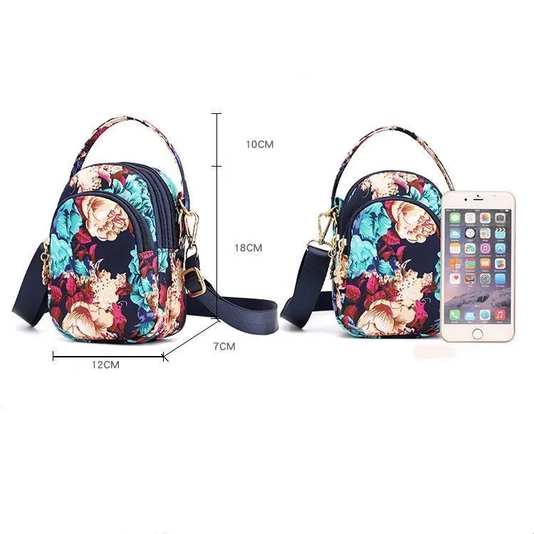 Floral Multi-pocket Crossbody Phone Bag