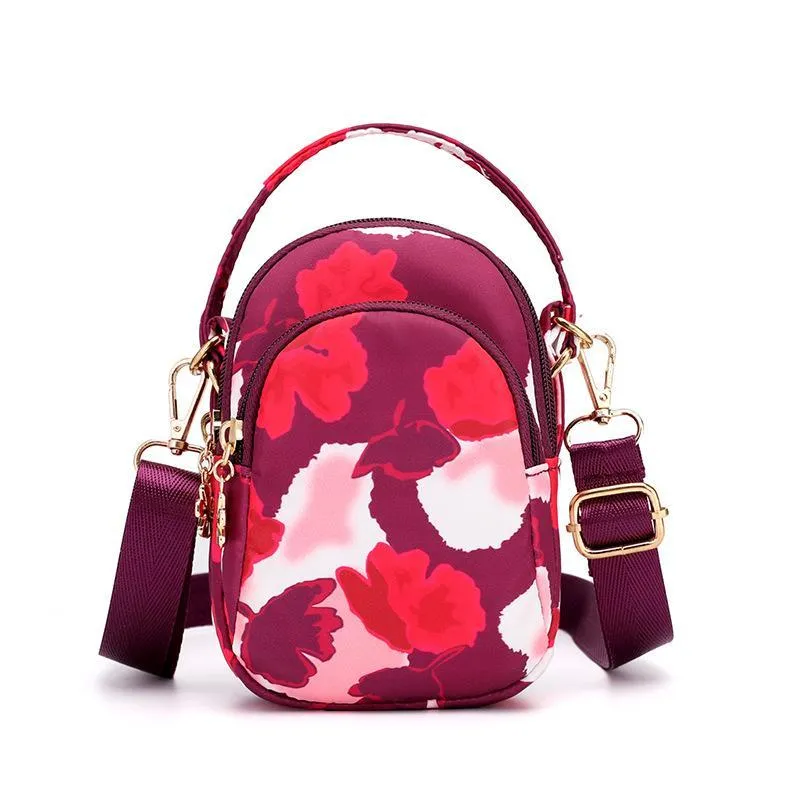 Floral Multi-pocket Crossbody Phone Bag