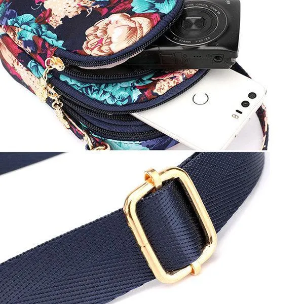 Floral Multi-pocket Crossbody Phone Bag