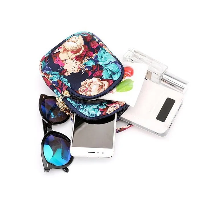 Floral Multi-pocket Crossbody Phone Bag