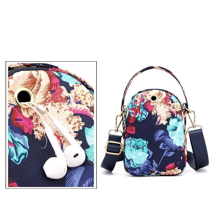 Floral Multi-pocket Crossbody Phone Bag