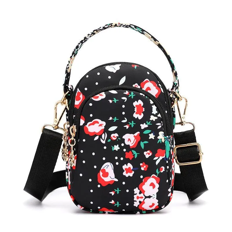 Floral Multi-pocket Crossbody Phone Bag