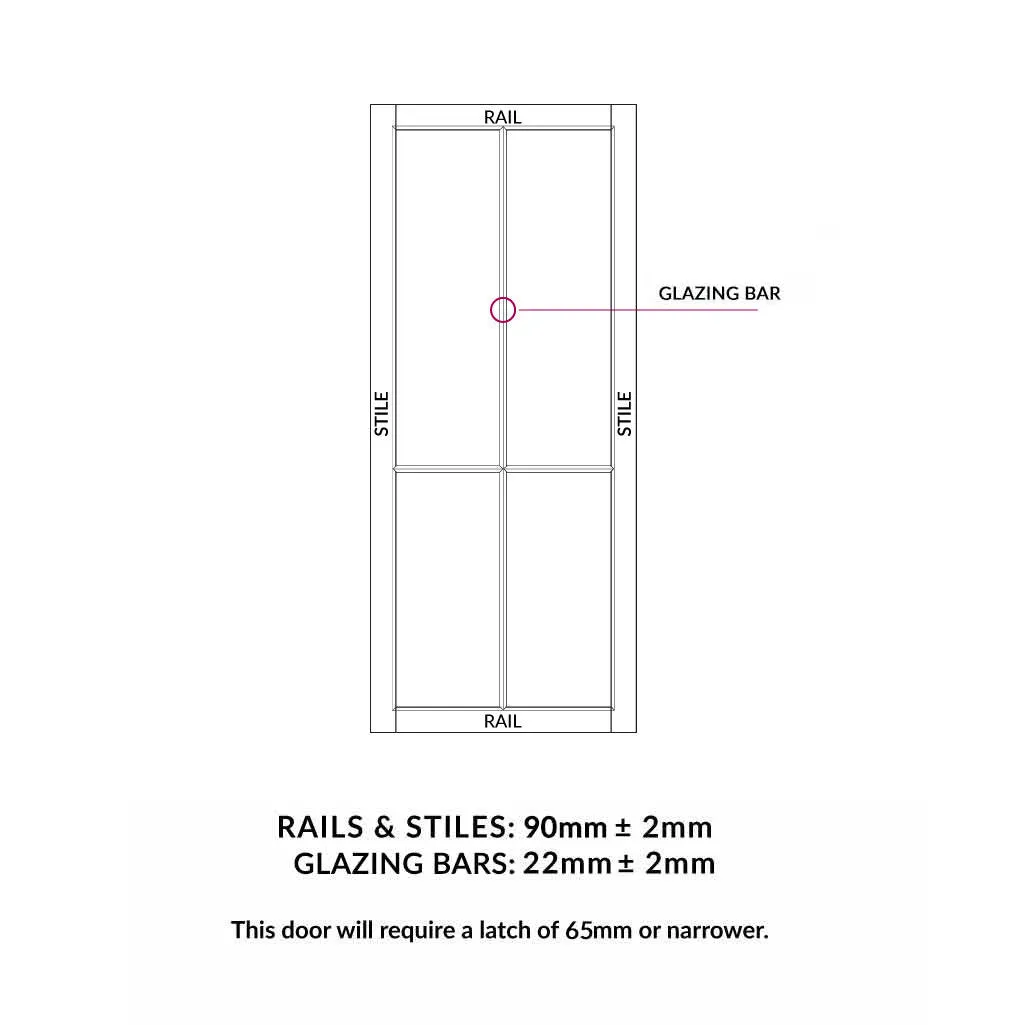 Kora Solid Wood Internal Door UK Made  DD0116C Clear Glass - Stormy Grey Premium Primed - Urban Lite® Bespoke Sizes