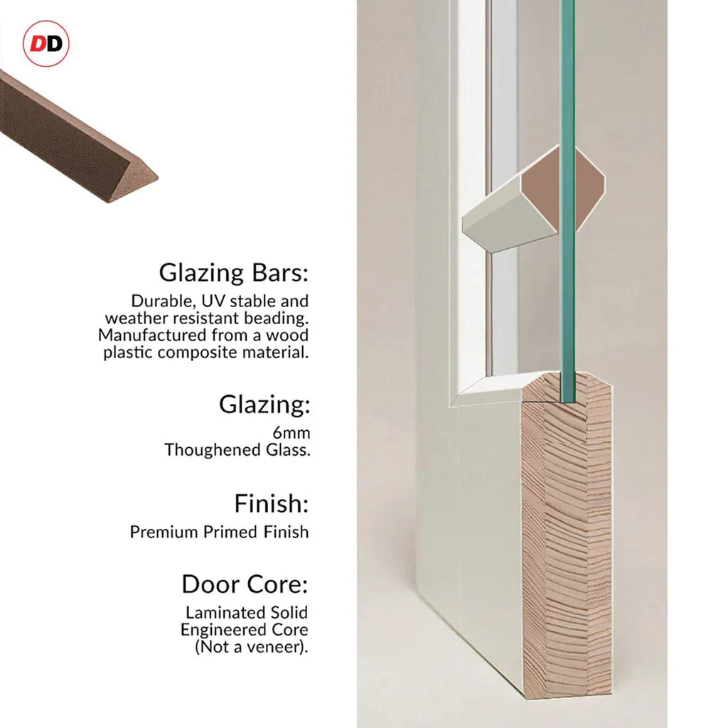 Kora Solid Wood Internal Door UK Made  DD0116C Clear Glass - Stormy Grey Premium Primed - Urban Lite® Bespoke Sizes