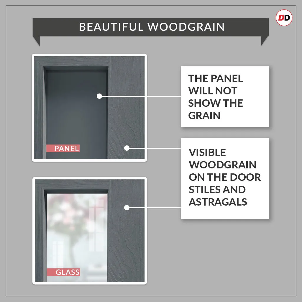 Kora Solid Wood Internal Door UK Made  DD0116C Clear Glass - Stormy Grey Premium Primed - Urban Lite® Bespoke Sizes