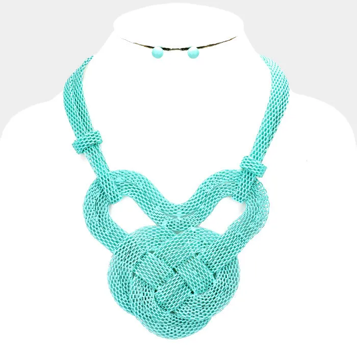 Mint Knot Mesh Metal Necklace