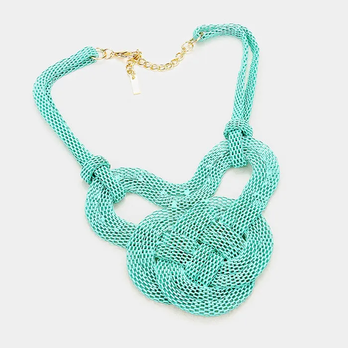 Mint Knot Mesh Metal Necklace