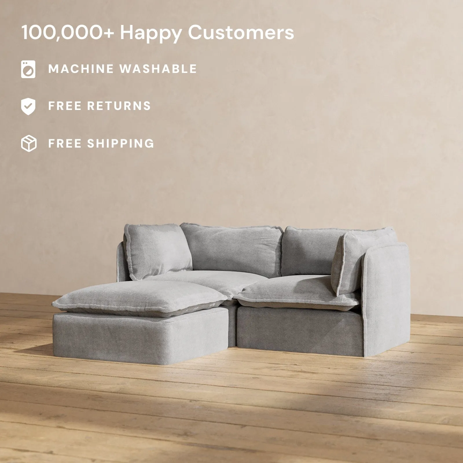 Modular Performance 2-Seater Sectional in Ash | Relaxed Blend