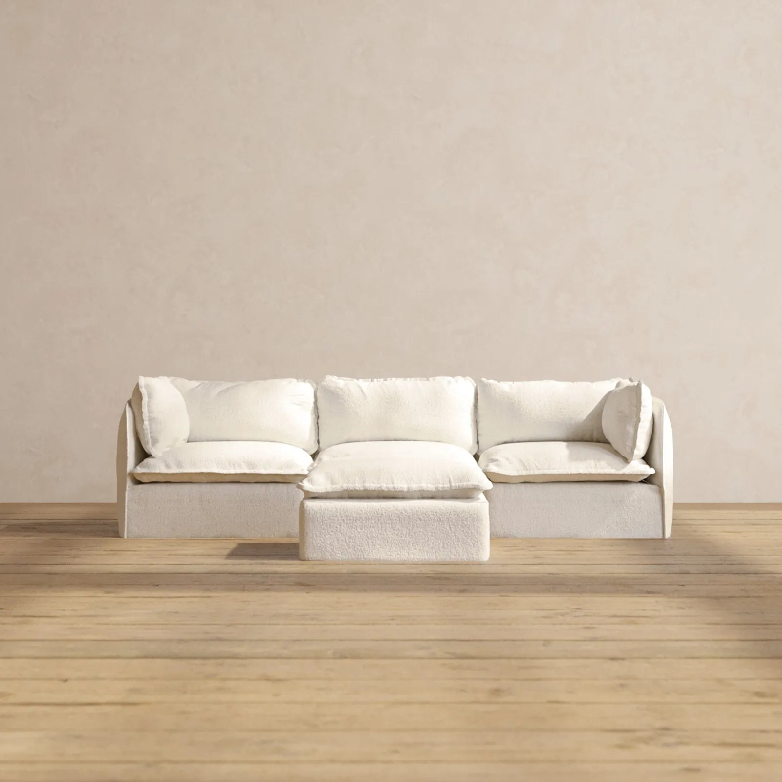 Modular Performance 3-Seater   Ottoman in Mousse | Relaxed Blend