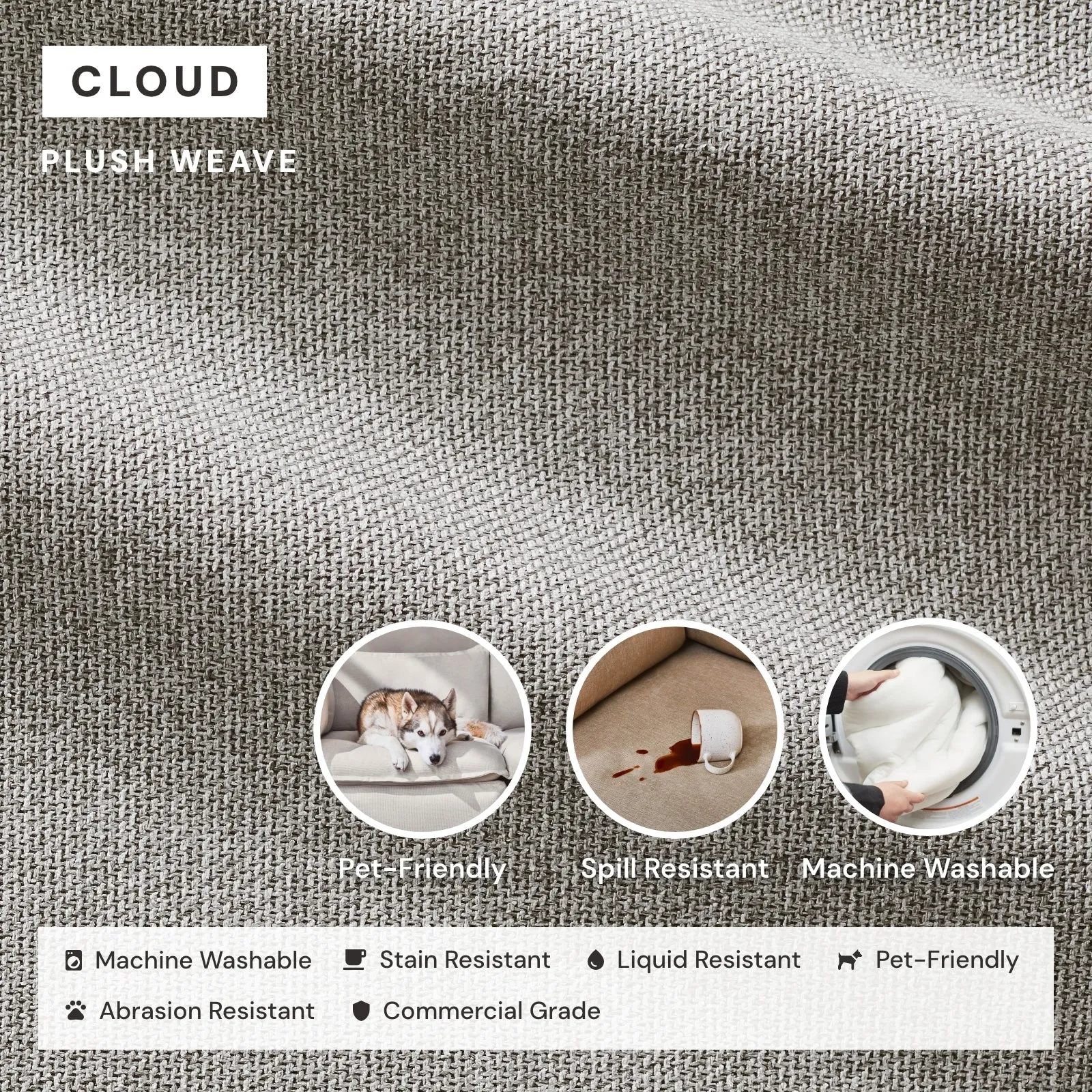 Modular Performance 3-Seater Sofa   Armchair Set in Cloud | Relaxed Blend
