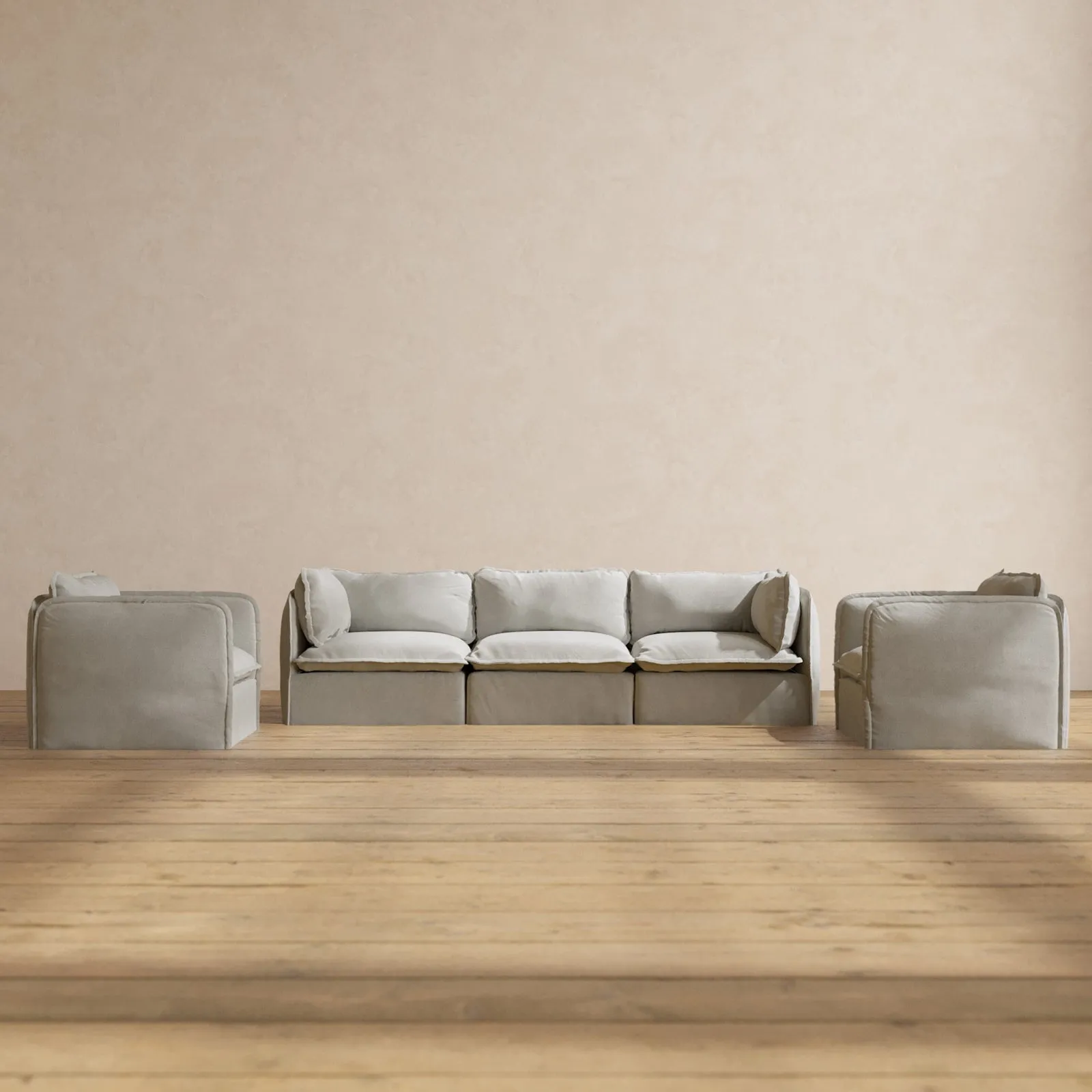 Modular Performance 3-Seater Sofa   Armchair Set in Cloud | Relaxed Blend