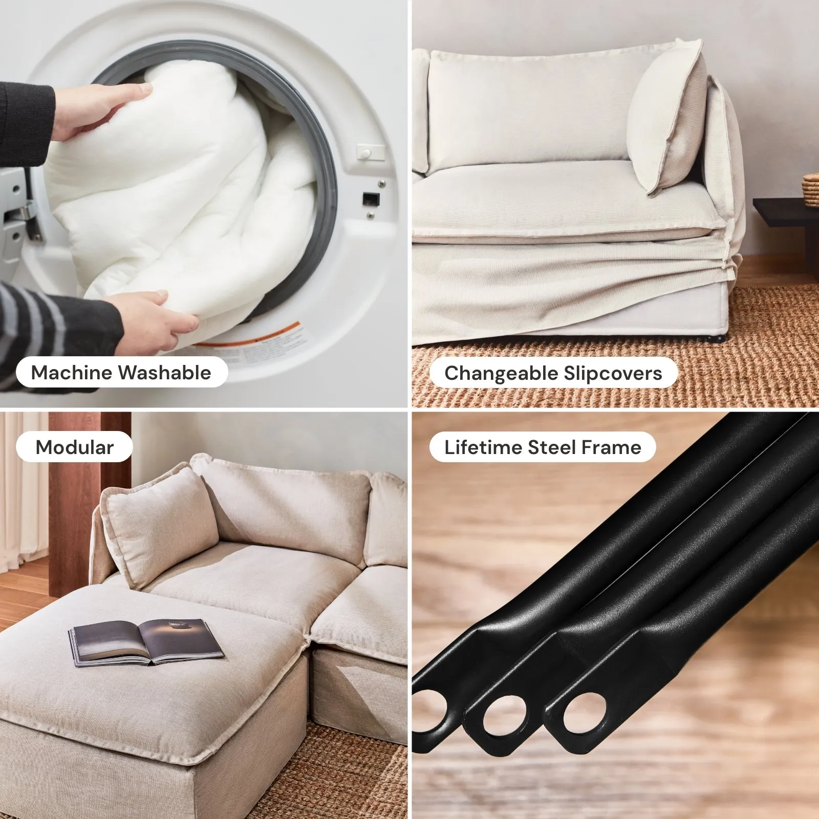 Modular Performance 3-Seater Sofa   Armchair Set in Cloud | Relaxed Blend