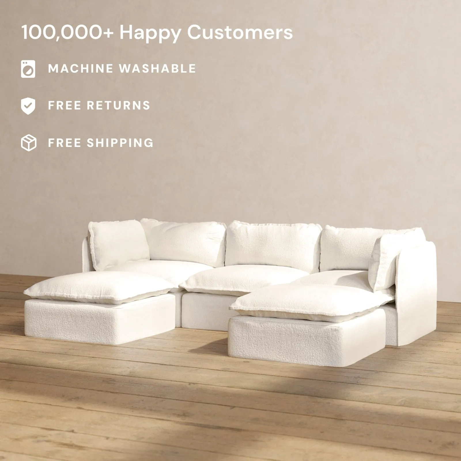 Modular Performance 3-Seater U-Sectional in Mousse | Deluxe Blend