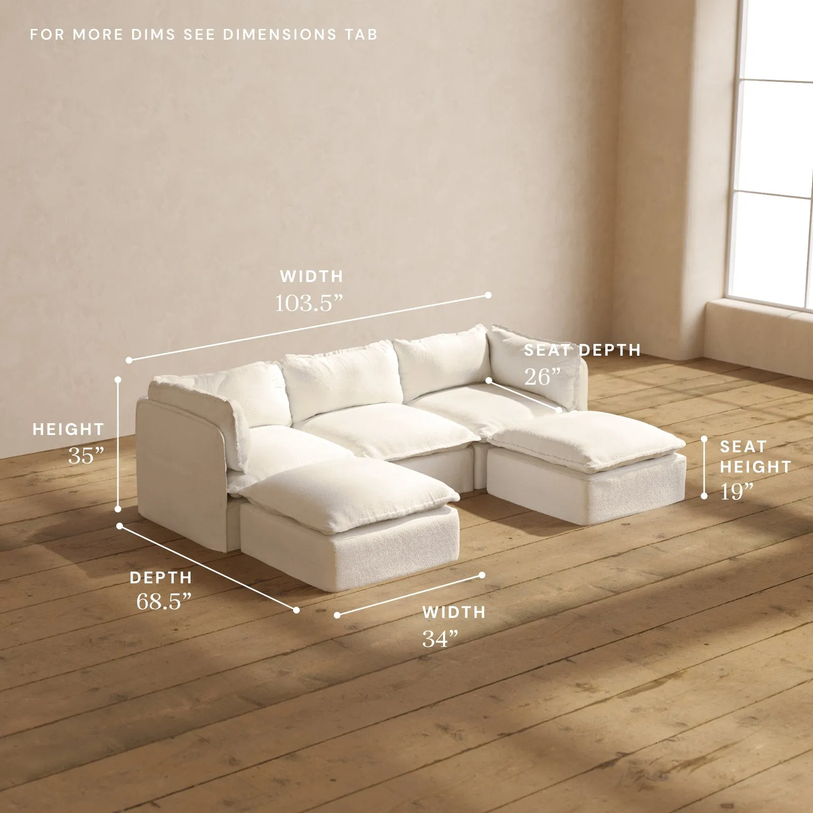 Modular Performance 3-Seater U-Sectional in Mousse | Deluxe Blend