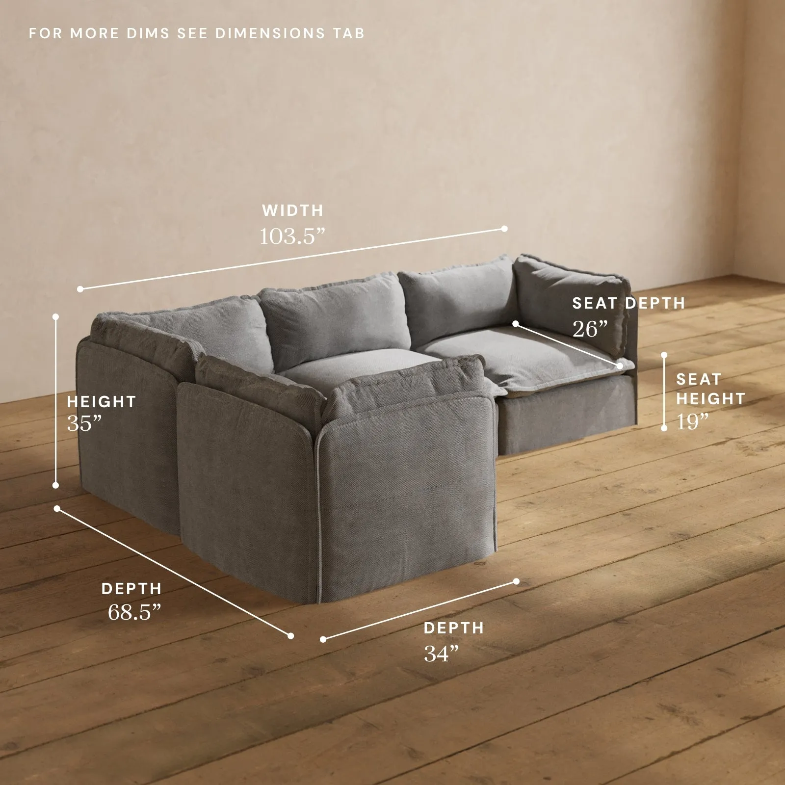 Modular Performance 4-Seater Corner Sectional in Ash | Deluxe Blend