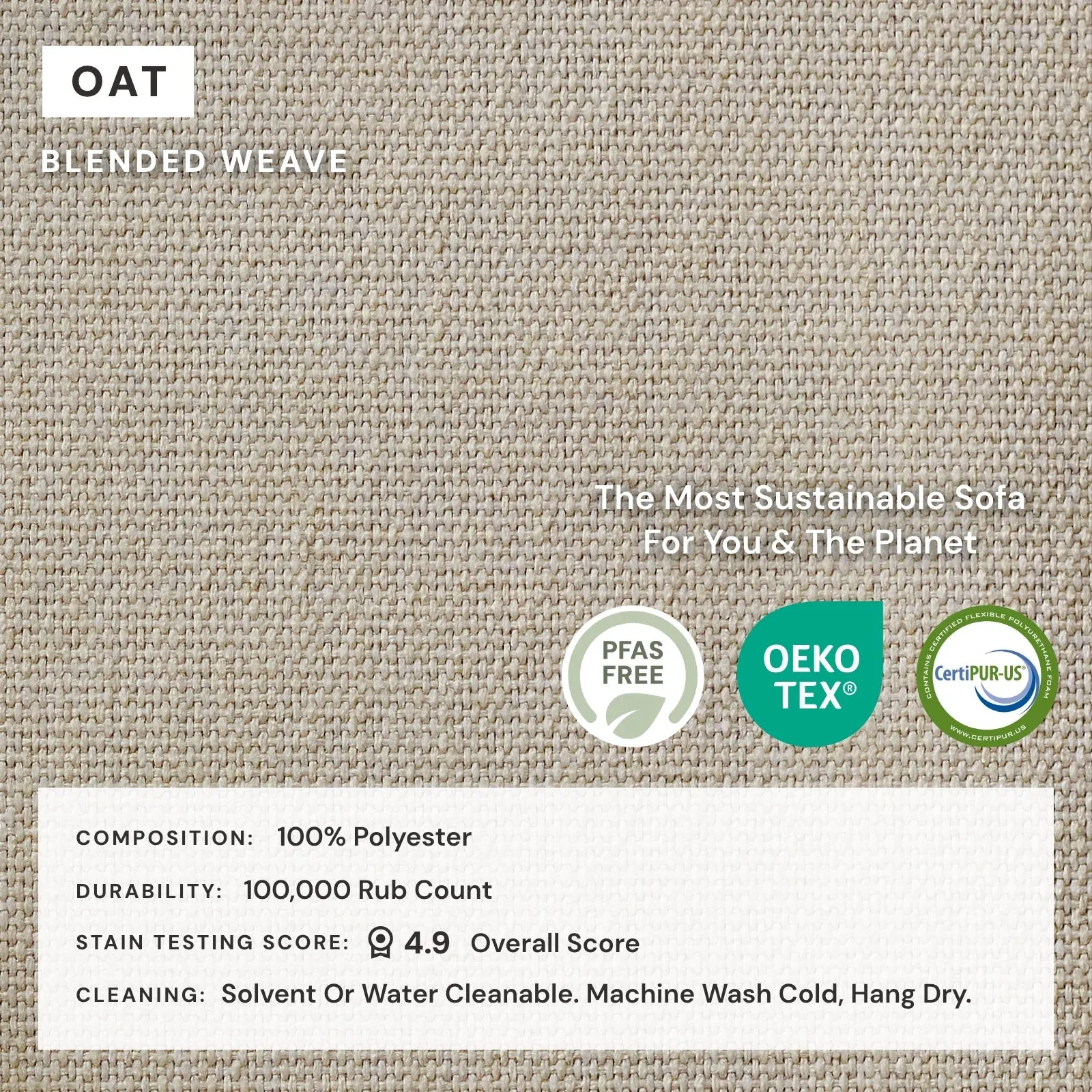 Modular Performance 4-Seater U-Sectional in Oat | Relaxed Blend