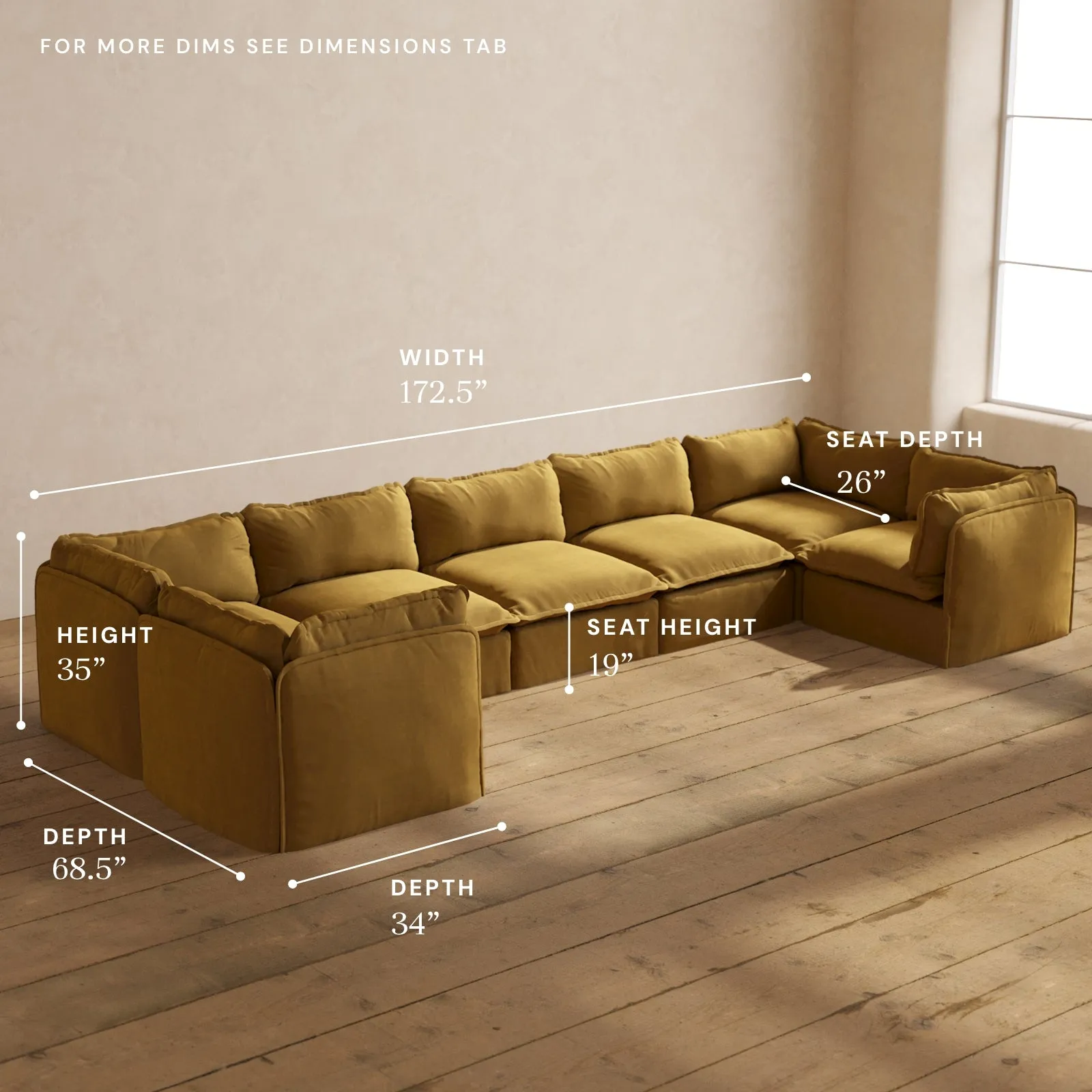 Modular Performance 7-Seater U-Sectional in Toffee | Deluxe Blend