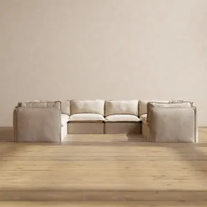 Modular Performance 8-Seater U-Sectional in Oat | Deluxe Blend