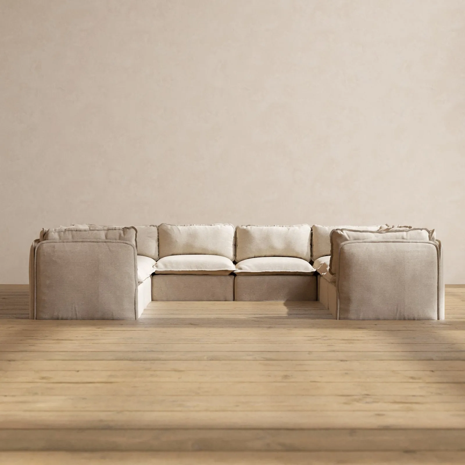 Modular Performance 8-Seater U-Sectional in Oat | Deluxe Blend